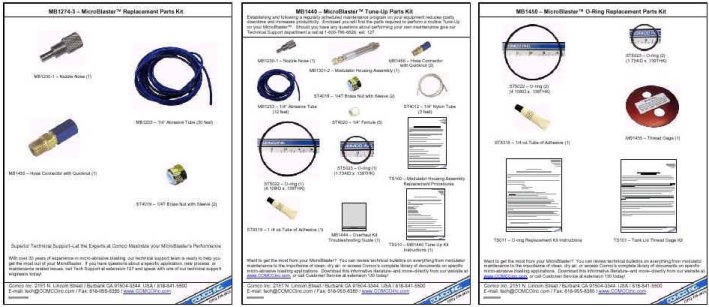 Comco Microblaster Spares Kits MB100 and MB1000 Abrasive Blasters