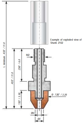 SPT 2151 CT Replaceable Tip Tool Dimension Information