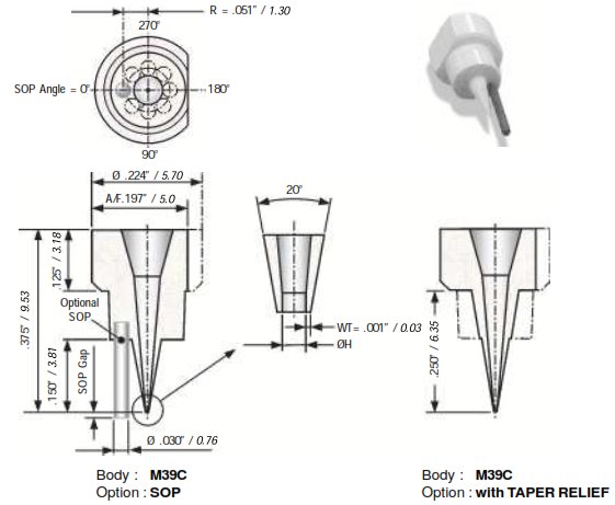 Micro Dispensing Nozzles Drawing